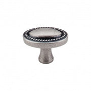 Oval Rope Knob Pewter Antique